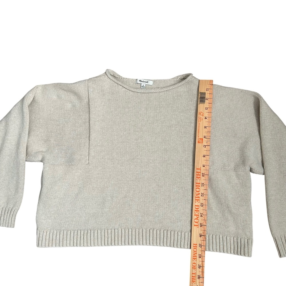 Madewell Womens‎ Cotton Boxy Pullover Sweater Beige Cream Beachy Coastal Medium - Picture 4 of 8